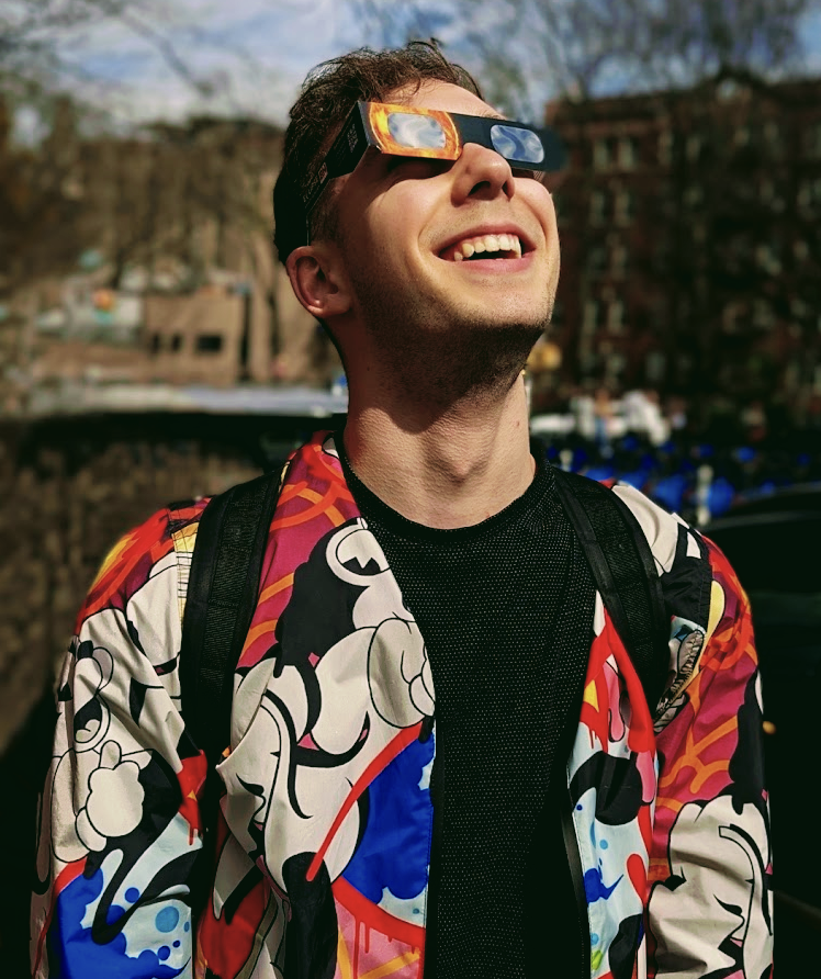 blurred candid portrait, mid laugh